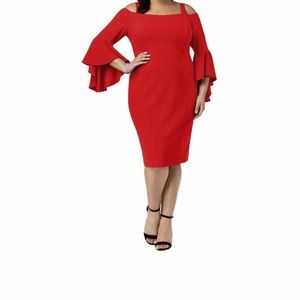 Plus Size Red Bell Sleeve Dress